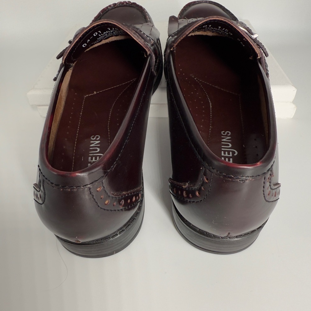 Vintage G.H Bass Weejuns Harper Leather Fringe Loafer  Burgundy Brown Women’s 7M - Picture 3 of 10